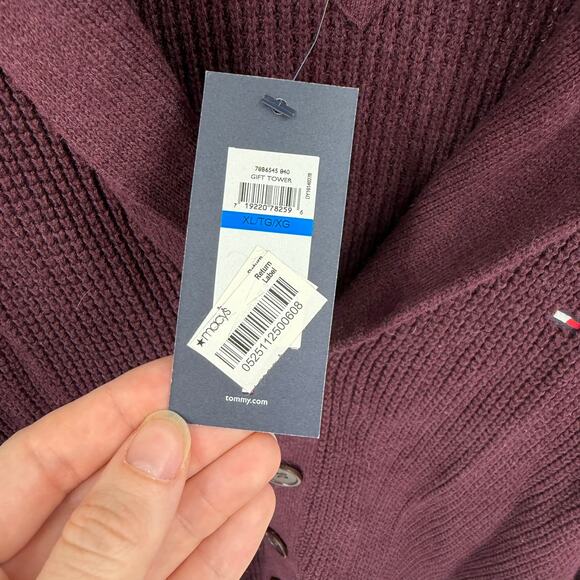 Tommy Hilfiger Burgundy Shawl Collar Knit Cardigan - XL - Picture 5 of 6